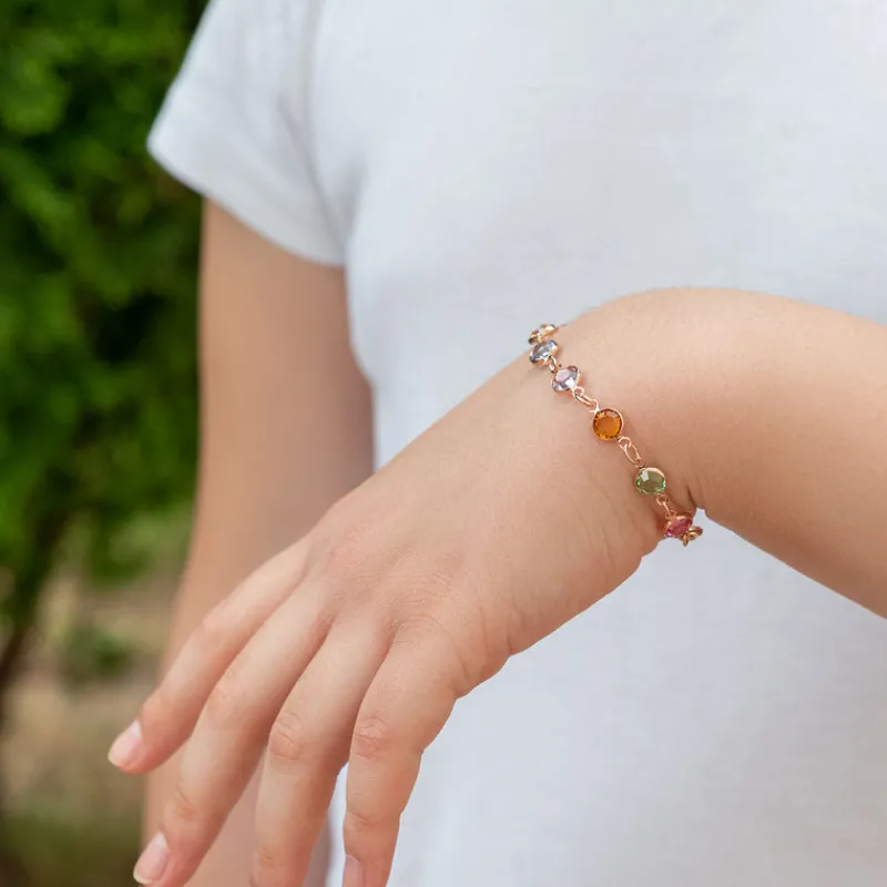 Simply Whispers Rainbow Crystal Rose Gold Plated Bracelet Sale