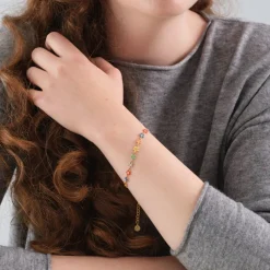 Simply Whispers Rainbow Flowers Gold Bracelet Discount