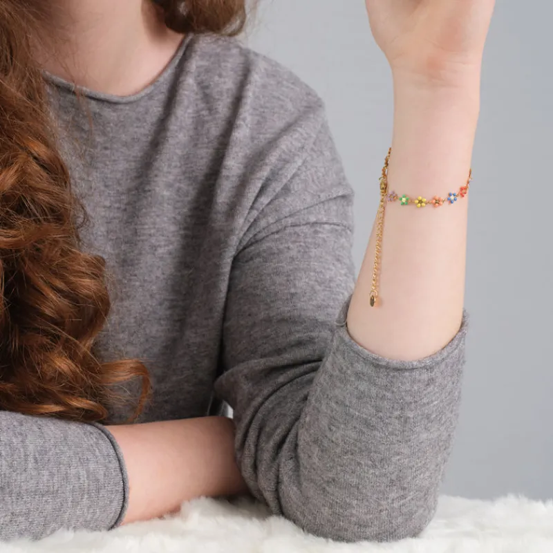 Simply Whispers Rainbow Flowers Gold Bracelet Discount