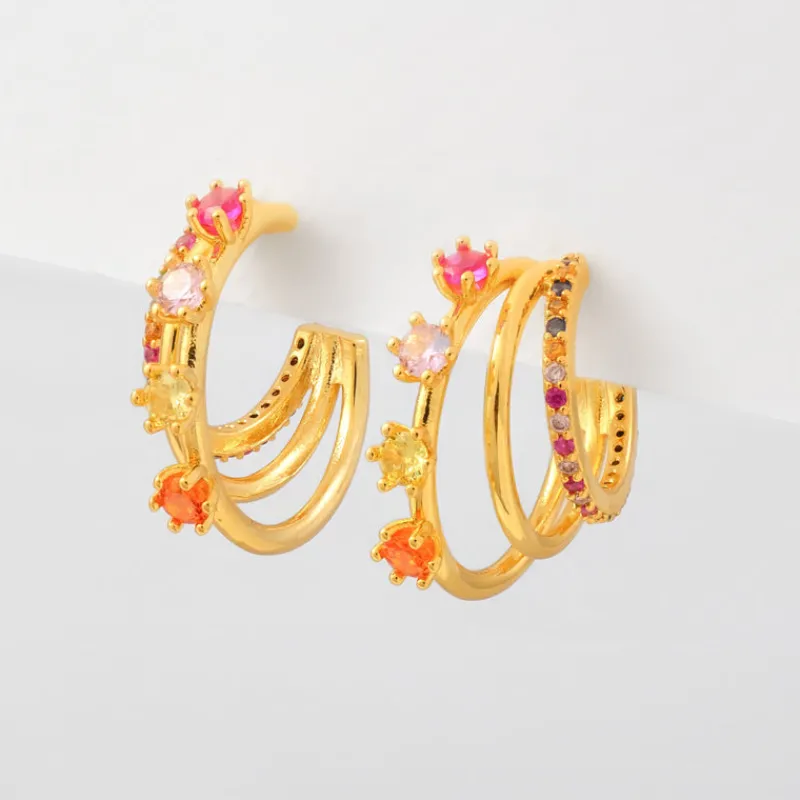 Simply Whispers Rainbow Gold Huggie Hoops Outlet