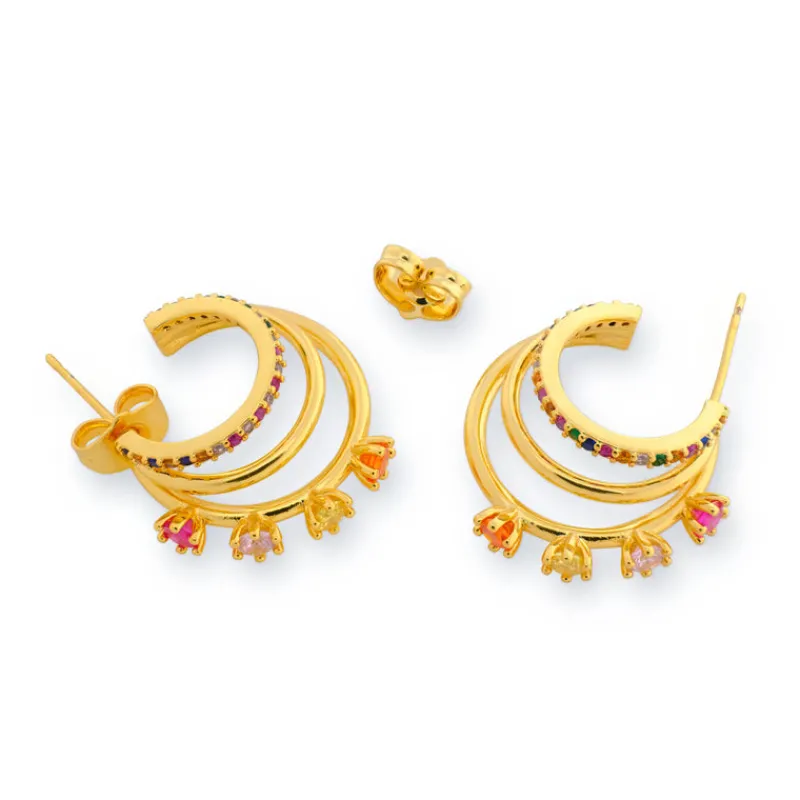Simply Whispers Rainbow Gold Huggie Hoops Outlet
