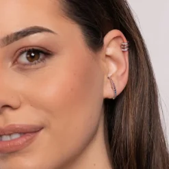 Simply Whispers Rainbow Pave Silver Ear Cuff Clearance