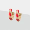 Simply Whispers Red & Crystal Enamel Huggie Hoops Clearance