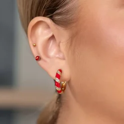 Simply Whispers Red & Crystal Enamel Huggie Hoops Clearance