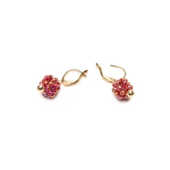 Simply Whispers Red Bead Gold Earrings Discount