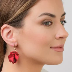 Simply Whispers Red Carnation Dangle Earrings Fashion