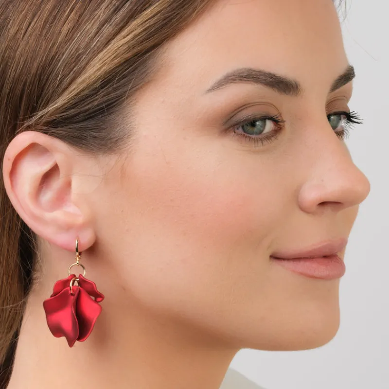 Simply Whispers Red Carnation Dangle Earrings Fashion