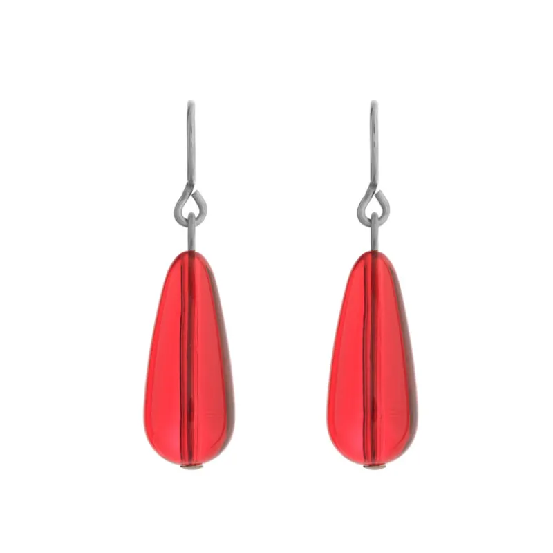 Simply Whispers Red Lantern Niobium French Hook Earrings Fashion