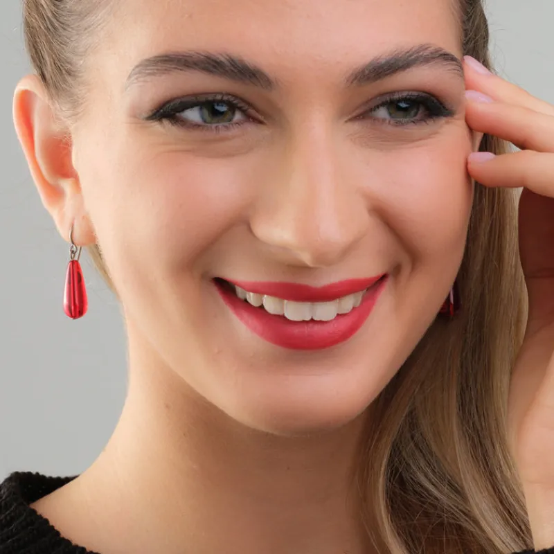 Simply Whispers Red Lantern Niobium French Hook Earrings Fashion