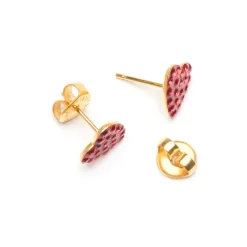 Simply Whispers Red Pave Heart Earrings Gold Plated Outlet