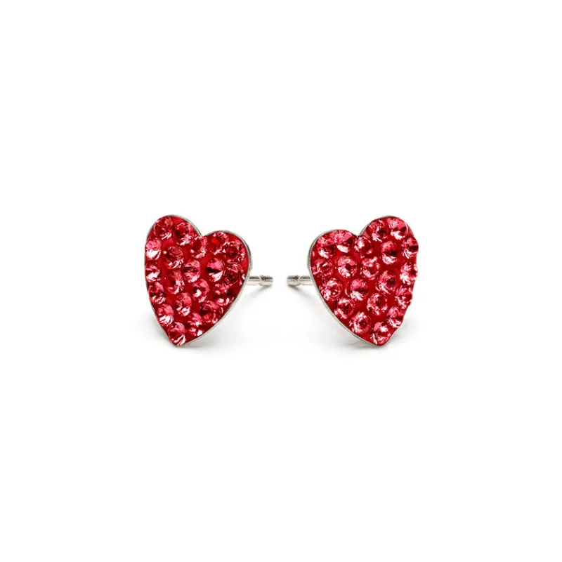 Simply Whispers Red Pave Heart Stud Earrings Stainless Steel Online