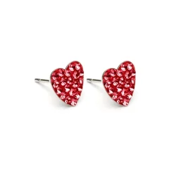 Simply Whispers Red Pave Heart Stud Earrings Stainless Steel Online