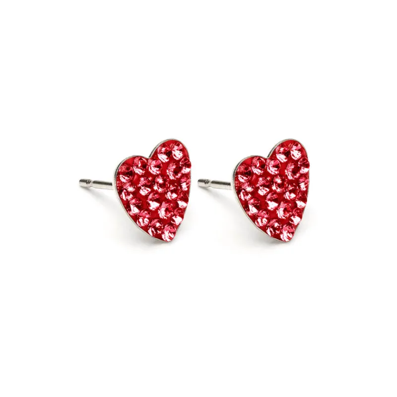 Simply Whispers Red Pave Heart Stud Earrings Stainless Steel Online