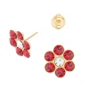 Simply Whispers Red Zirconia Flower Stud Earrings New