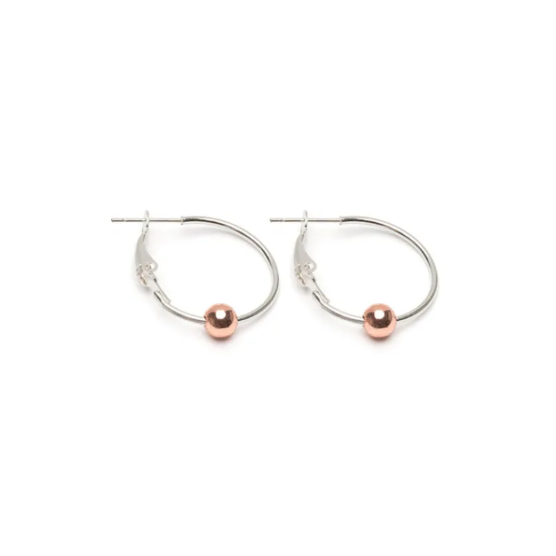 Simply Whispers Rose Gold Bead Hoop Earrings Fashion