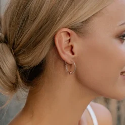 Simply Whispers Rose Gold Bead Hoop Earrings Fashion