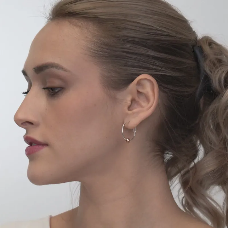 Simply Whispers Rose Gold Bead Hoop Earrings Fashion