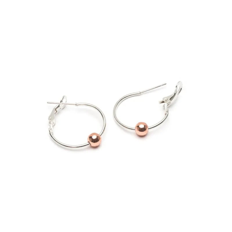 Simply Whispers Rose Gold Bead Hoop Earrings Fashion