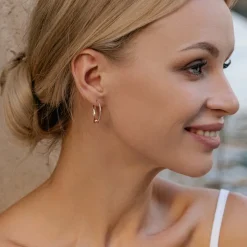 Simply Whispers Rose Gold Bead Hoop Earrings Fashion