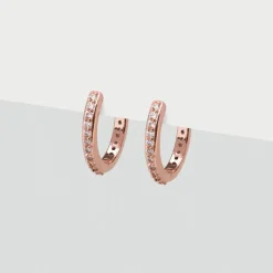 Simply Whispers Rose Gold Pave Huggie Hoops Fashion