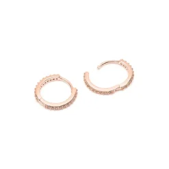 Simply Whispers Rose Gold Pave Huggie Hoops Fashion