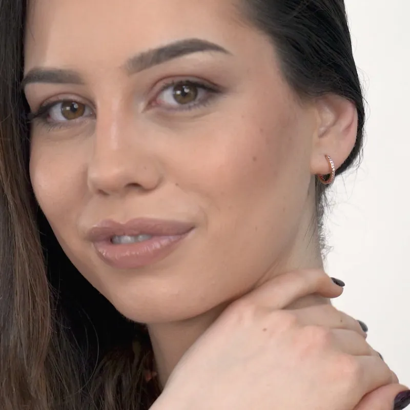 Simply Whispers Rose Gold Pave Huggie Hoops Fashion
