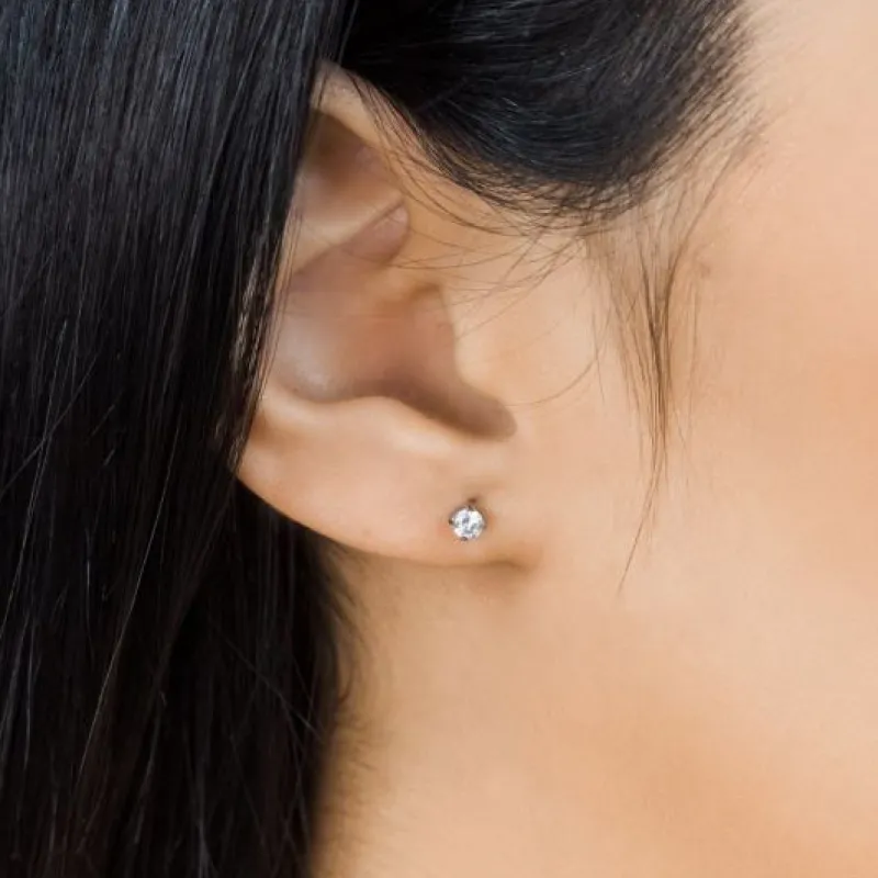Simply Whispers Round Crystal 3mm Stud Earrings Clearance