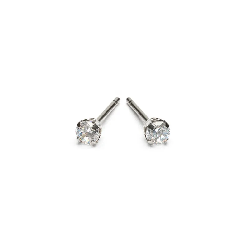 Simply Whispers Round Crystal 3mm Stud Earrings Clearance