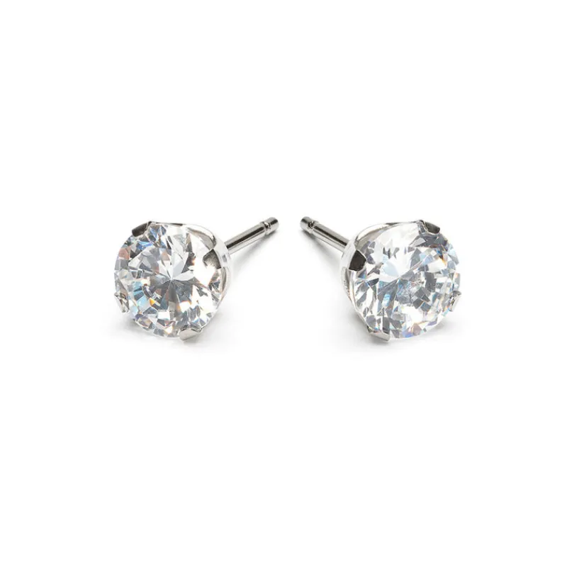Simply Whispers Round Crystal 6mm Stud Earrings Clearance
