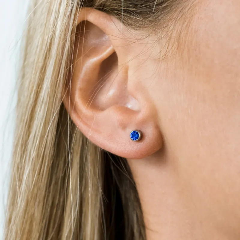 Simply Whispers September Birthstone Stainless Steel Earrings Fashion
