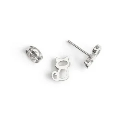 Simply Whispers Silver Cat Stud Earrings Outlet