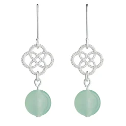 Simply Whispers Silver Celtic Knot Green Jade French Hook Earrings Sale