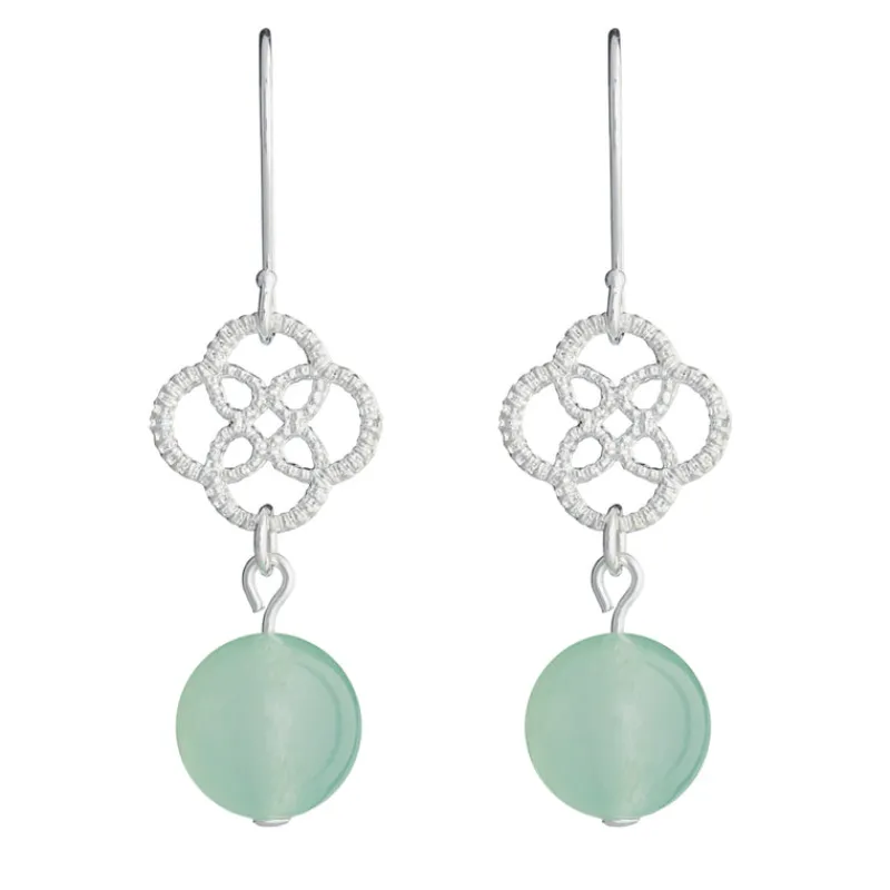 Simply Whispers Silver Celtic Knot Green Jade French Hook Earrings Sale
