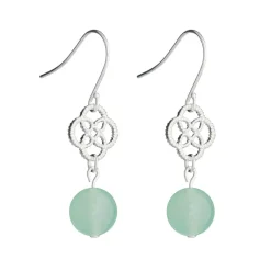 Simply Whispers Silver Celtic Knot Green Jade French Hook Earrings Sale