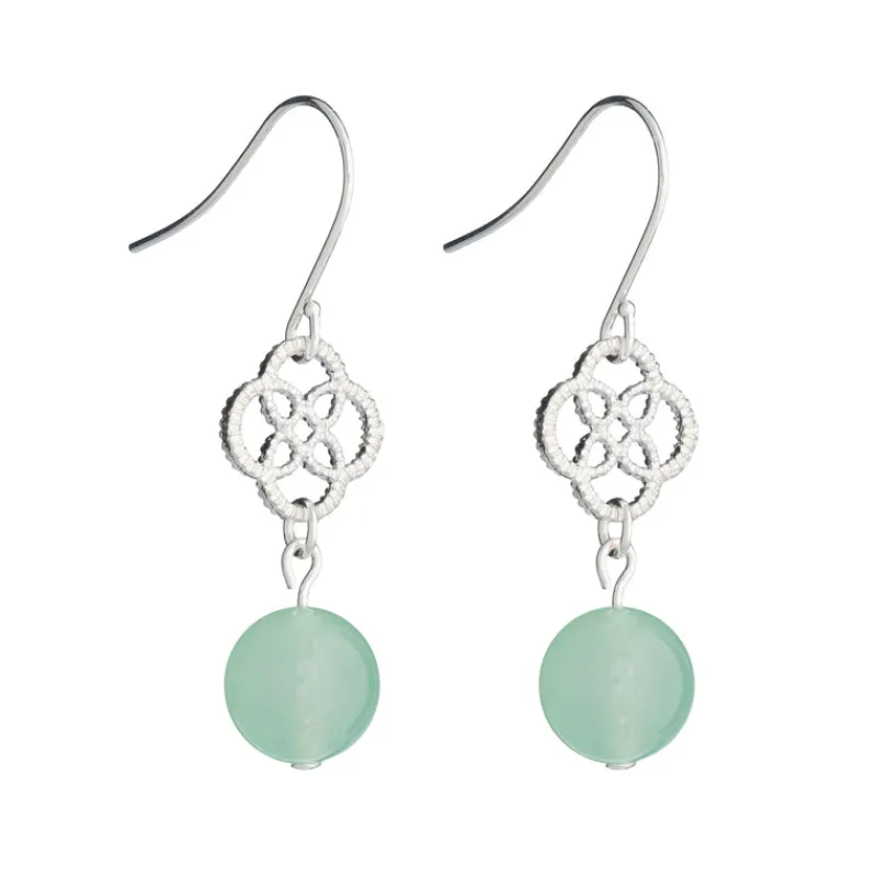 Simply Whispers Silver Celtic Knot Green Jade French Hook Earrings Sale