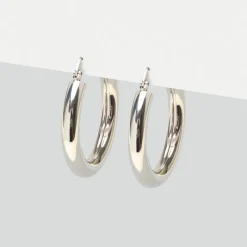 Simply Whispers Silver Chunky Hoop Earrings Clearance