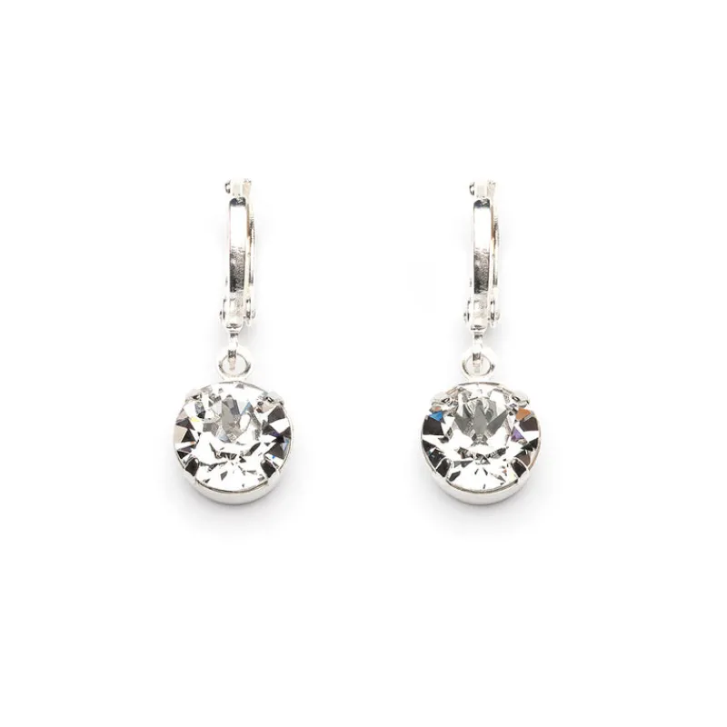 Simply Whispers Silver Crystal Leverback Earrings Outlet
