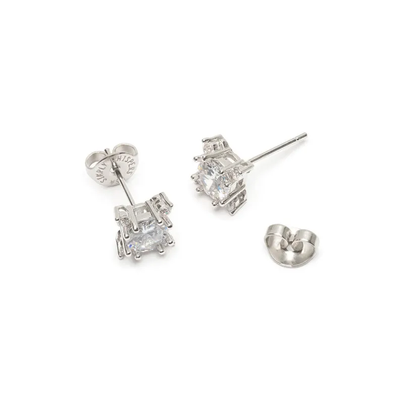 Simply Whispers Silver Crystal Stud Earrings Online