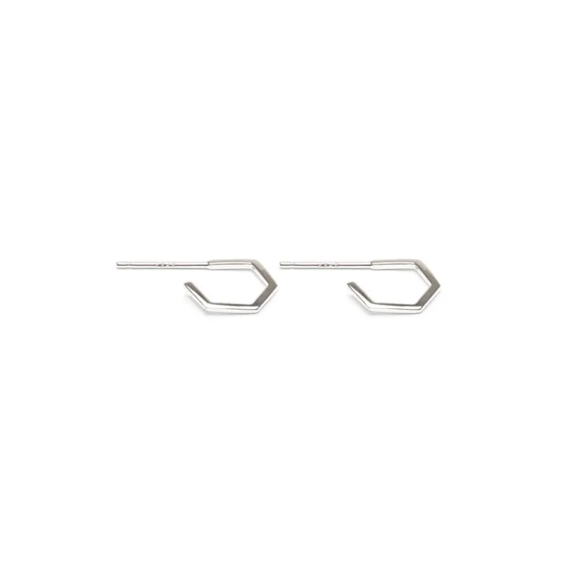 Simply Whispers Silver Hexagon Hoop Earrings Hot