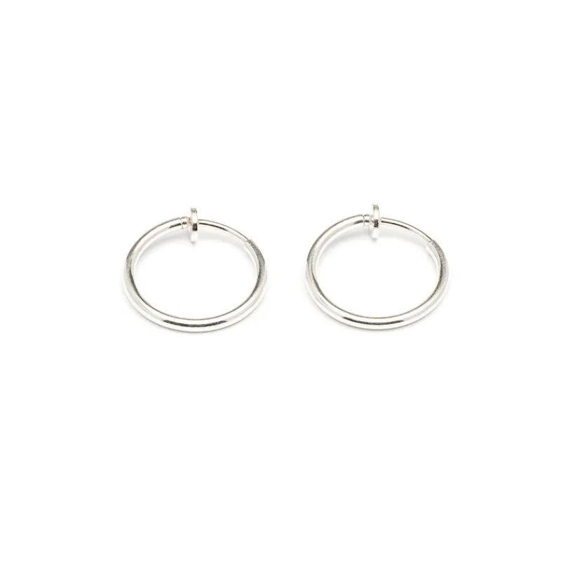 Simply Whispers Silver Plated 17 mm Spring Illusion Clip-On Hoop Earrings Sale