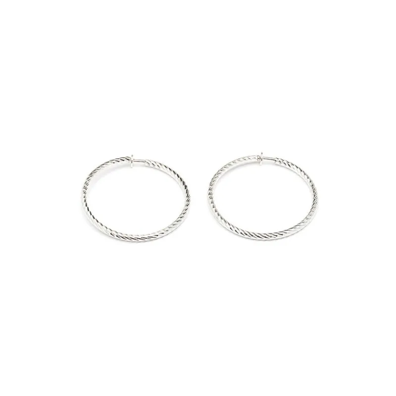 Simply Whispers Silver Plated Diamond Cut Big Spring Clip-On Hoop Earrings Best
