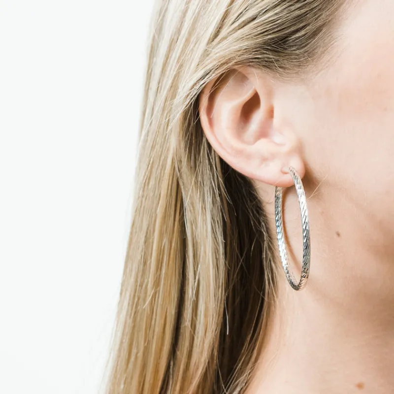 Simply Whispers Silver Plated Diamond Cut Big Spring Clip-On Hoop Earrings Best