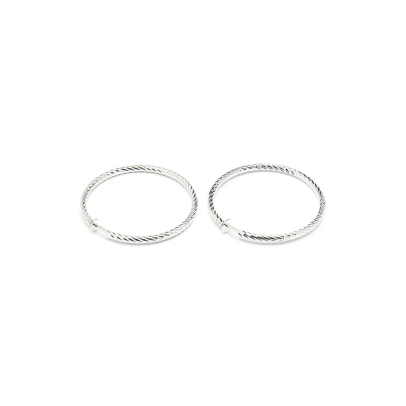 Simply Whispers Silver Plated Diamond Cut Big Spring Clip-On Hoop Earrings Best