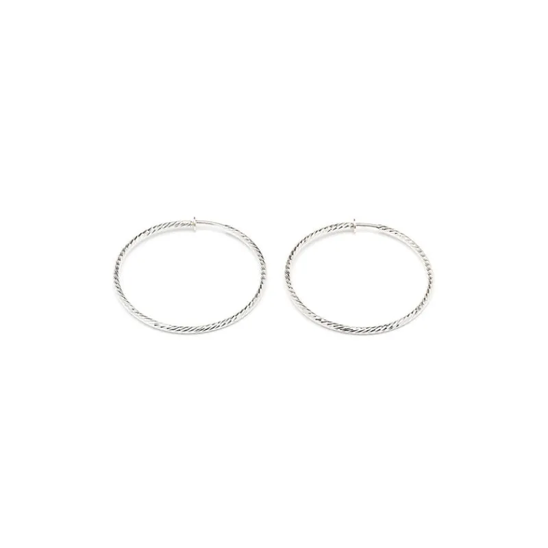 Simply Whispers Silver Plated Oversized Spring Clip-On Hoop Earrings New