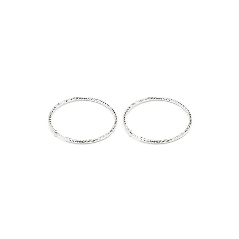 Simply Whispers Silver Plated Oversized Spring Clip-On Hoop Earrings New