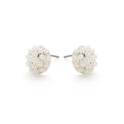 Simply Whispers Silver Plated Pearl Cushion Stud Earrings Clearance