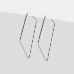 Simply Whispers Silver Rhombus Oversized Hoop Earrings Fashion