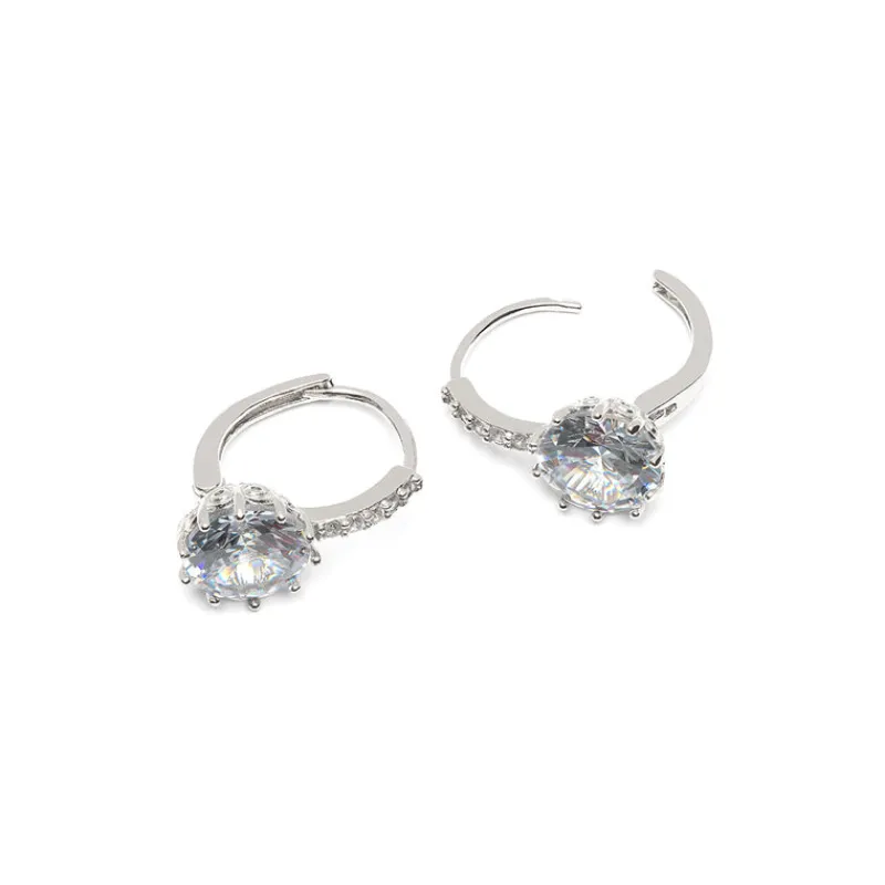 Simply Whispers Silver Round Crystal Hoops Best