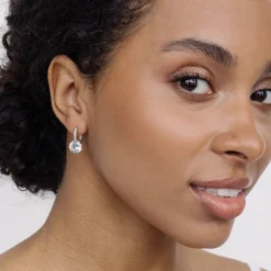 Simply Whispers Silver Round Crystal Hoops Best