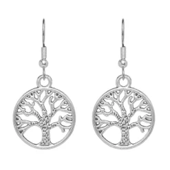 Simply Whispers Sliver Tree Of Life French Hook Earrings Discount